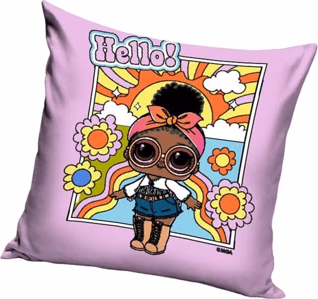 LOL Surprise Hello Sunshine Square Filled Cushion in Purple, Yellow and Orange