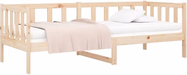 Berkfield Home Beautiful Day Bed in Beige Solid Pine Wood, W/D/H: 200 x 80 x 66 cm – 1
