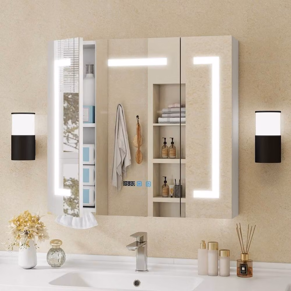 FORGEVIO White LED Bathroom Mirror Cabinet with Integrated Lighting and Anti-Fog Functionality – 2
