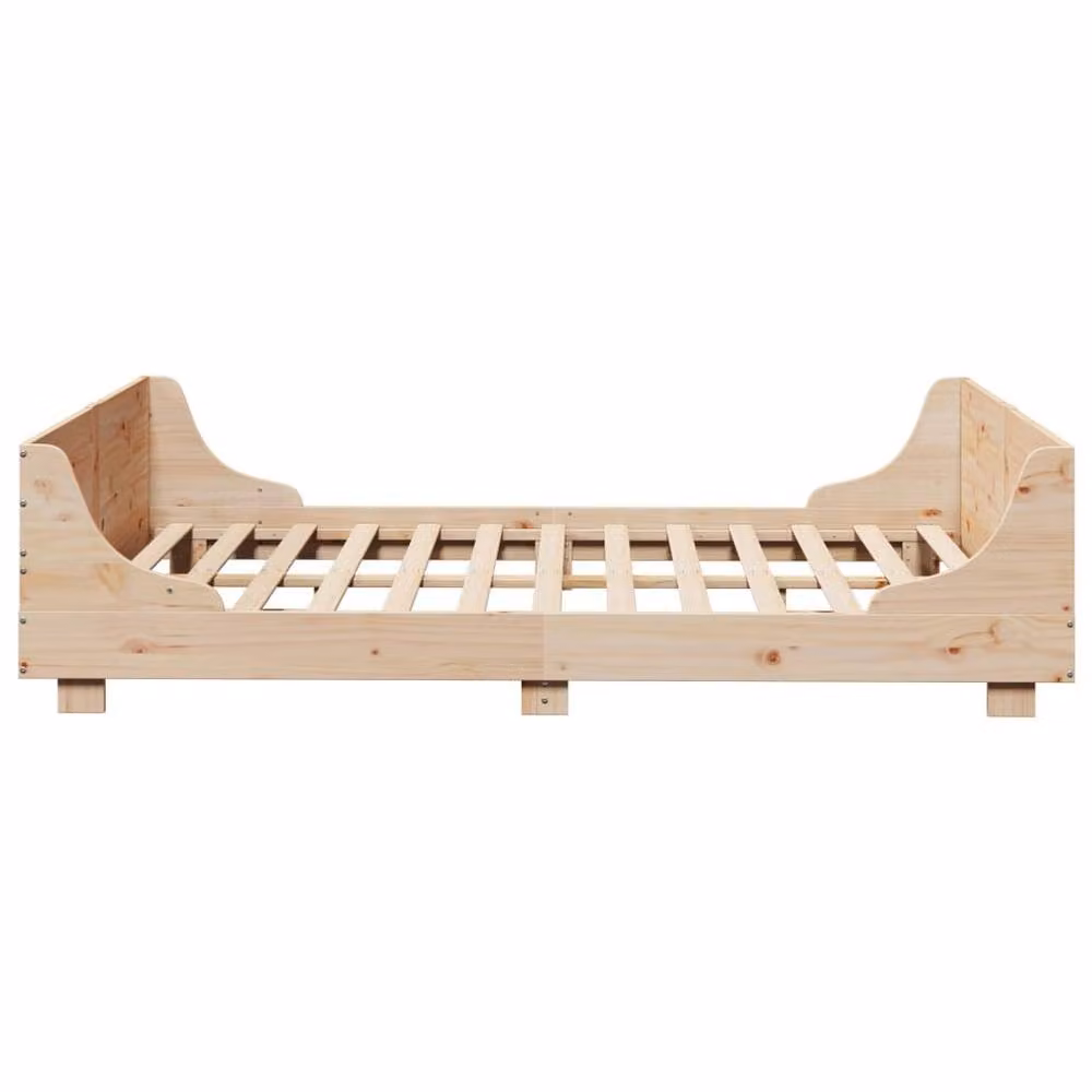 Berkfield Home Solid Wood Pine Bed Frame in Light Brown, W/D/H: 140 x 190 x 52 cm – 2
