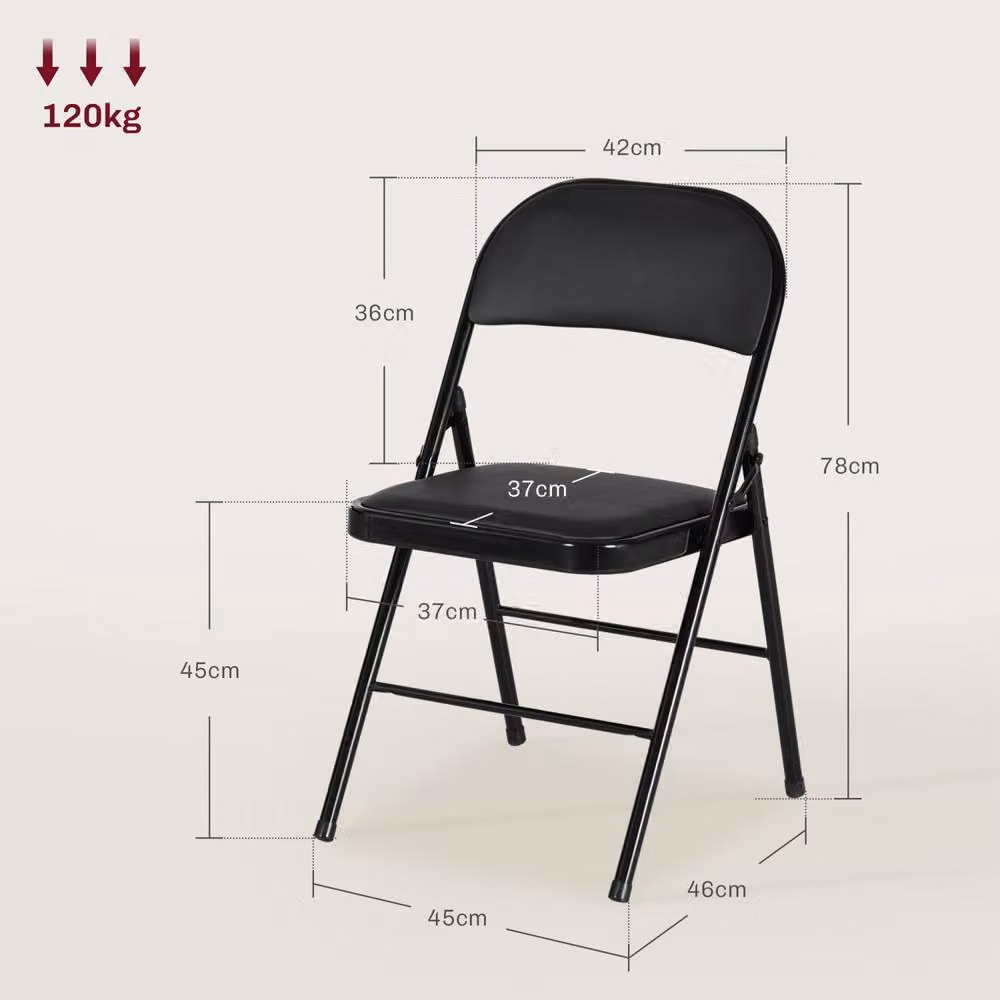 Wyld Haus Dihaka Set of 2 Black Faux Leather Cushioned Folding Chairs – 4