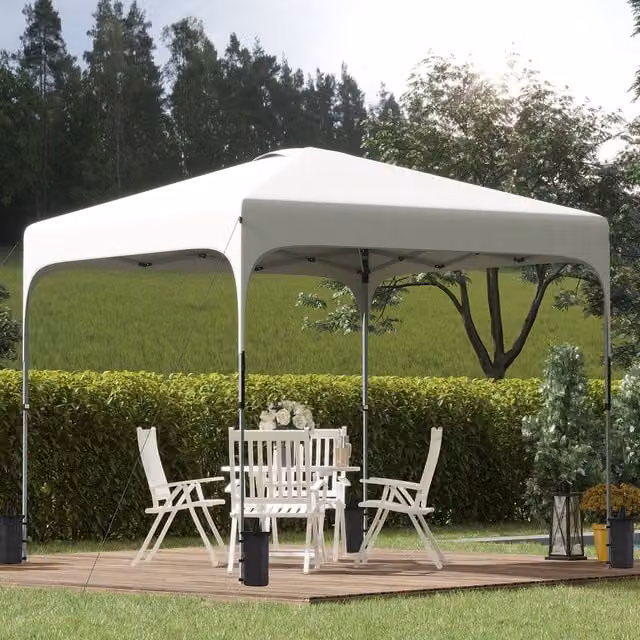 Outsunny Pop Up Foldable Canopy Tent with UPF 50+ Protection, White