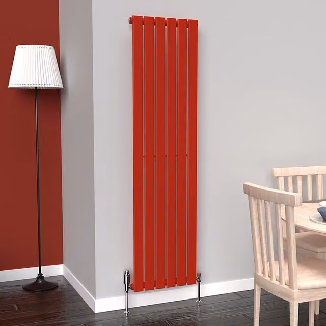 Lux Heat Flat Coloured Vertical Radiator in Red, H 160 cm x W 42 cm