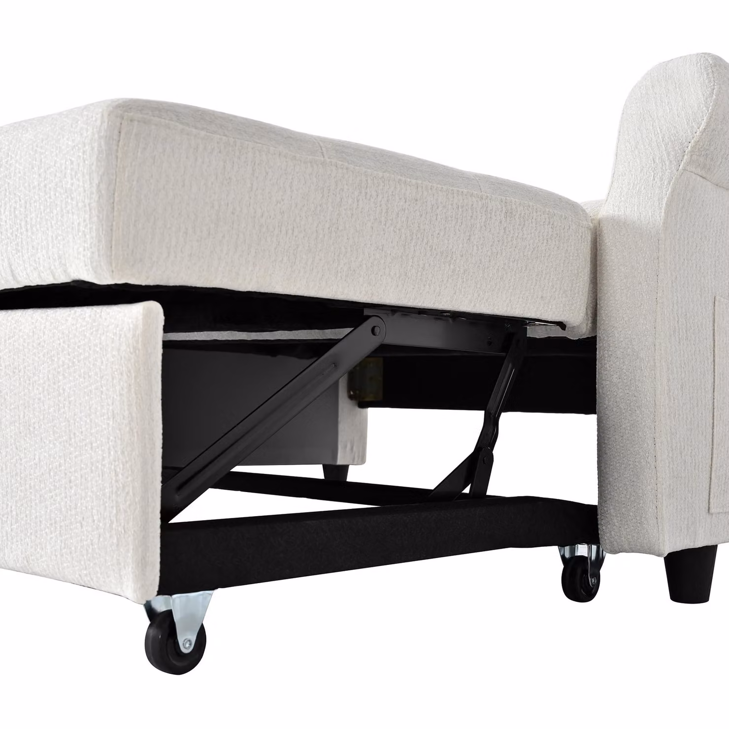 Aosom UK Convertible Sofa Bed with Adjustable Backrest, USB and Type-C Ports, Storage Pocket and Pull-out Drawer, W/D/H: 173 x 135 x 58 cm, Off White – 4