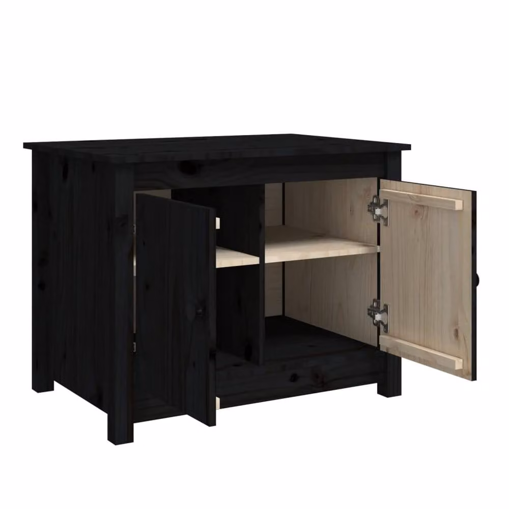 Berkfield Home Beautiful Coffee Table in Black Solid Wood Pine, W/D/H: 71 x 49 x 55 cm – 4