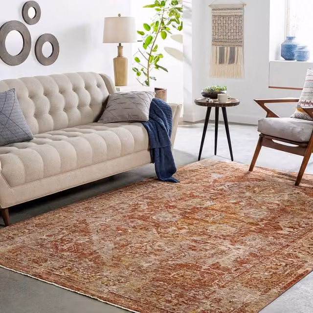 Livabliss Mirabel Vintage Beige and Brown Traditional Fringe Living and Dining Room Rug, W: 200 cm, L: 290 cm – 1