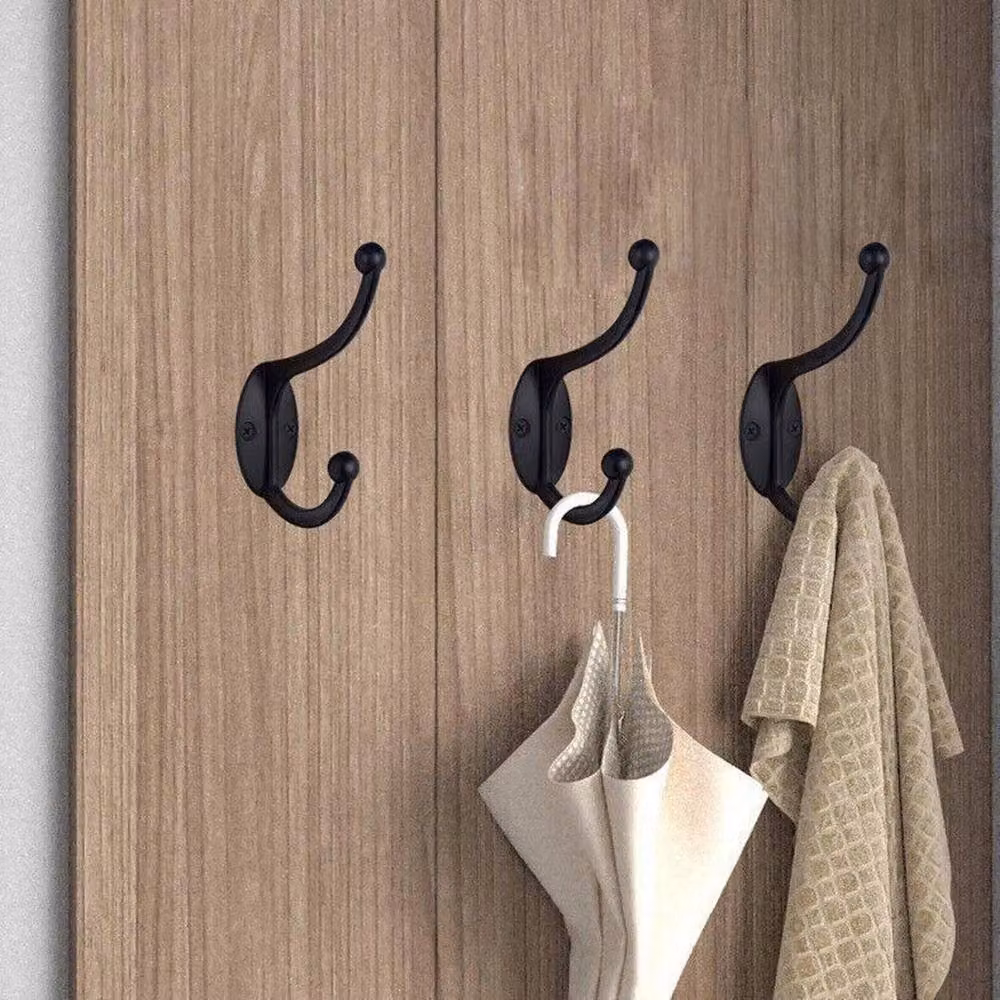 FLAVORA 20-Piece Wall Mounted Metal Coat Hook Multi Pack in Black, Length: 500 mm – 4