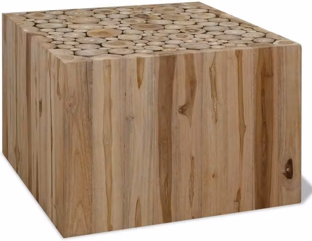 Berkfield Home Rustic Genuine Teak Coffee Table in Brown, W/D/H: 50 x 50 x 35 cm