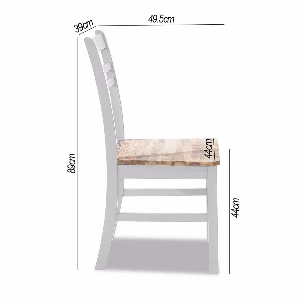 Statement Furniture Florence Country Style Wooden Dining Chair in White with Limed Acacia Seat – 2