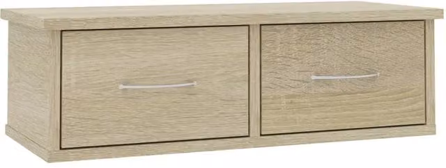 Berkfield Home Wall-mounted Drawer Shelf in Sonoma Oak, Light Tan, W/D/H: 60 x 26 x 18.5 cm