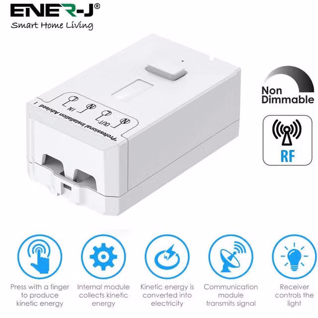 ENER-J 500W RF Non Dimmable Receiver for Wireless Kinetic Switch Pro Series in White