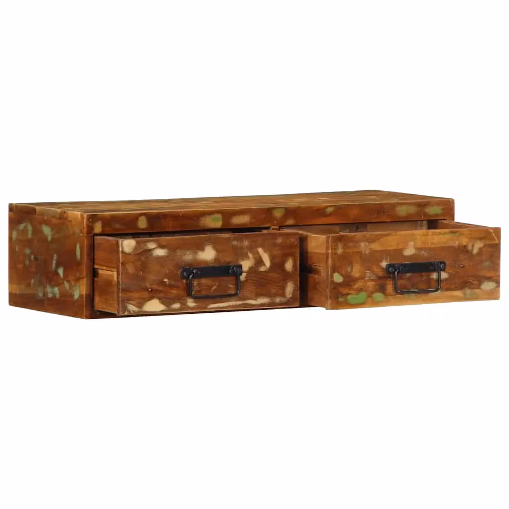 Berkfield Home Wall-mounted TV Cabinet in Brown Reclaimed Solid Wood, W/D/H: 80 x 30 x 19 cm – 2