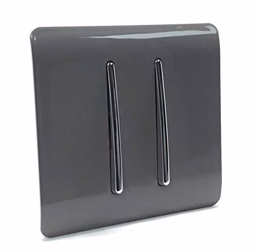 Trendi Modern 2 Gang Home Automation Switch in Grey and Chrome – 2