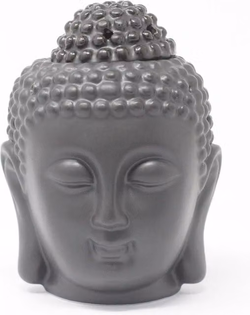 KDMD Buddha Head Ceramic Tealight Oil Burner in Dark Brown and Dark Grey – 1