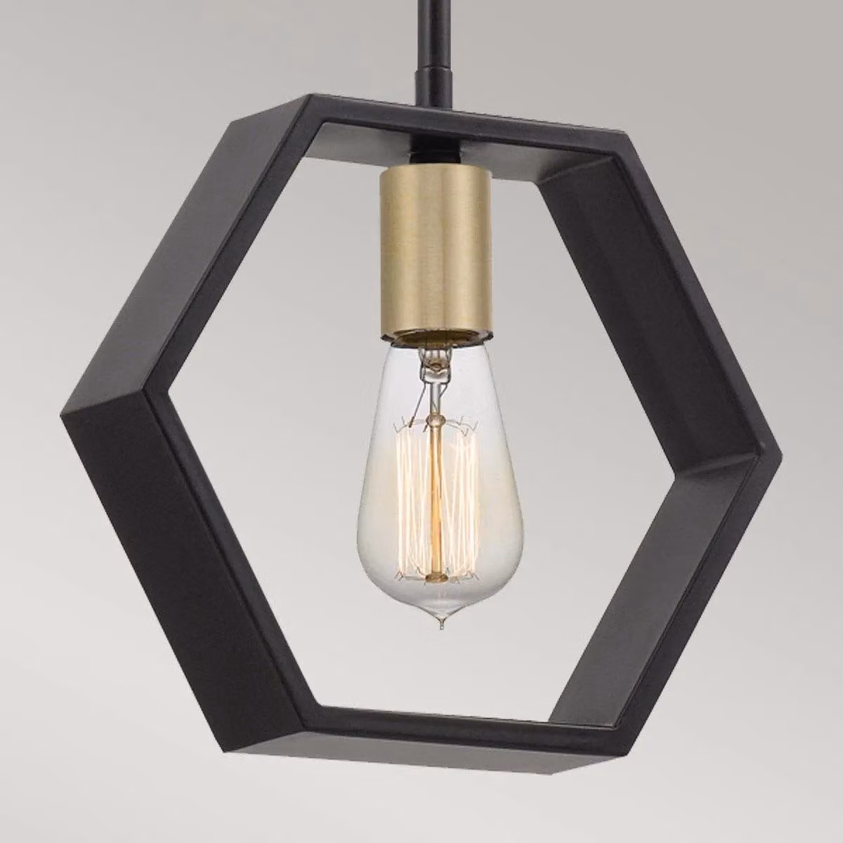 Quoizel Bismarck Slim Pendant Ceiling Light in Black and Gold/Brass – 2