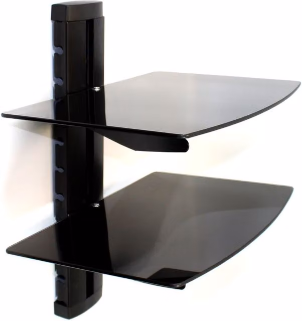 Maison & White Glossy Black Tempered Glass Floating Shelf, Width: 40.5 cm