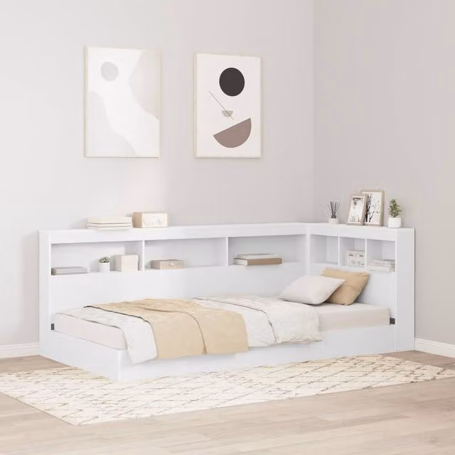 Berkfield Home White MDF Storage Headboard with Integrated Shelf, Width: 100 cm