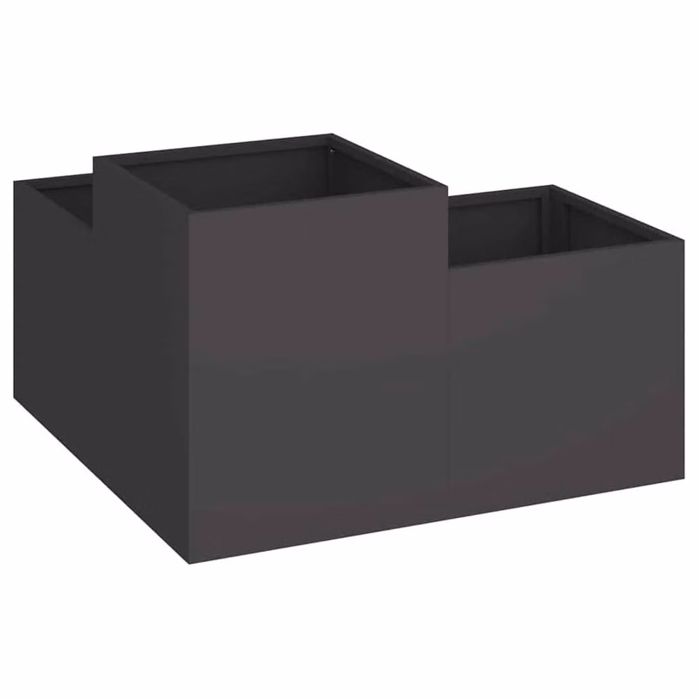 Berkfield Home Black Steel Garden Planter Tub W: 80 cm, D: 80 cm, H: 48 cm – 3