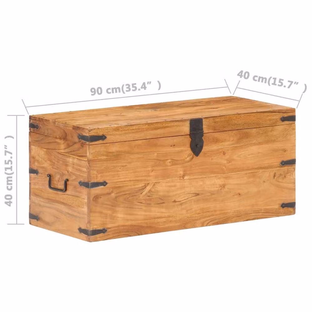 Berkfield Home Rustic Solid Acacia Wood Chest in Brown, W/D/H: 90 x 40 x 40 cm – 2