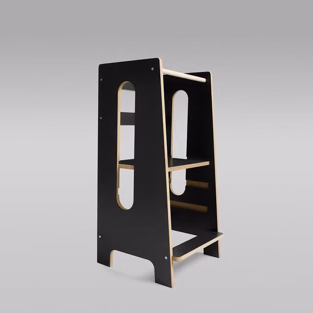 Love For Sleep Montessori Wooden Learning Tower with Adjustable Heights in Anthracite and Pine
