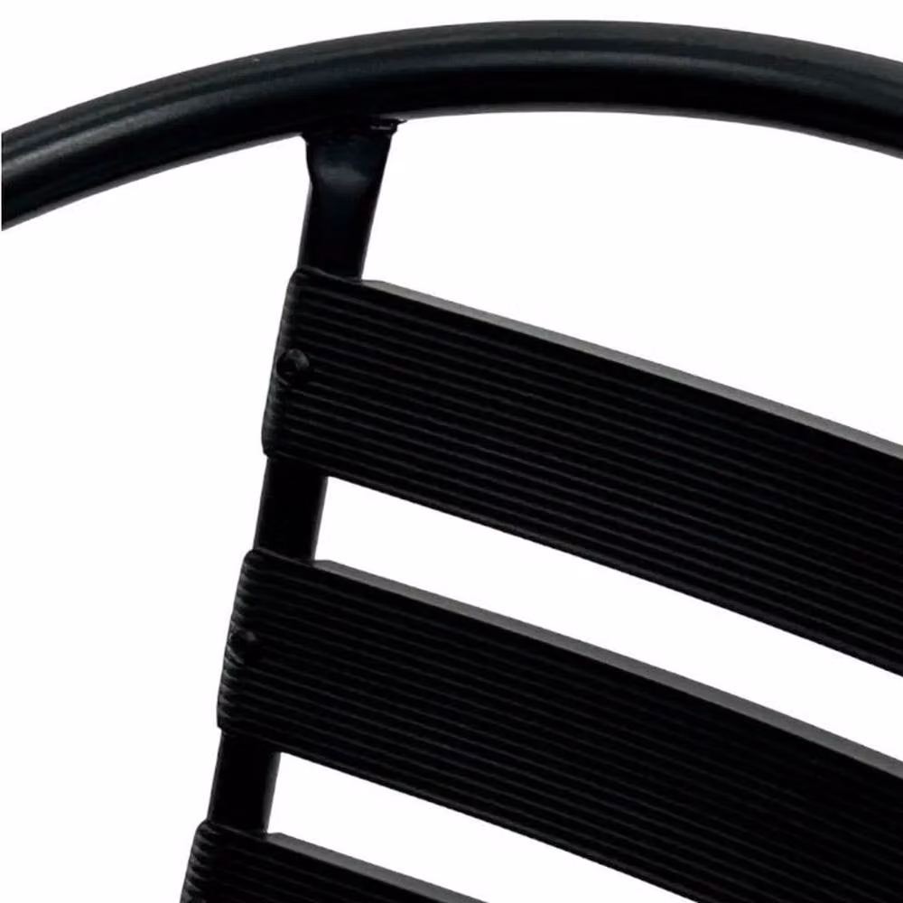 NESTLUNE Set of 2 Black Powder Coated Steel Garden Chairs with Armrests, H 100 cm x W 15 cm – 2