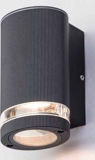 BHS Lighting Murray Modern Cylinder Outdoor Wall Light in Black – 1