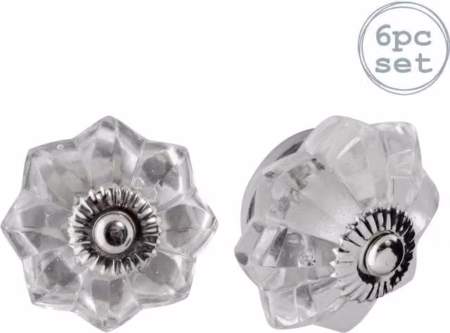 Nicola Spring Ceramic Knobs, Pack of 6, Transparent Yellow