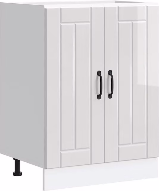 Berkfield Home Lucca Modern Freestanding Kitchen Sink Base Unit in High Gloss White