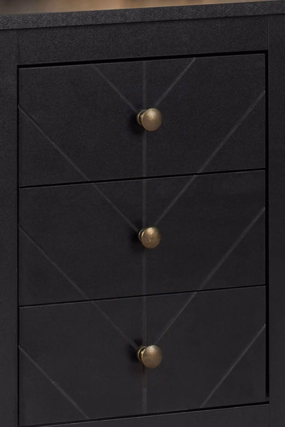 Birlea Emerson Modern Geometric 3 Drawer Bedside Cabinet in Matt Black, W/D/H: 40 x 40 x 60 cm – 2
