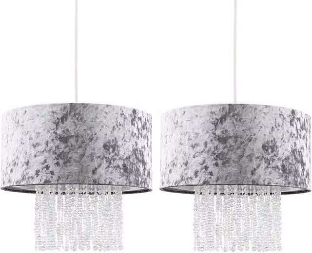 FORGEVIO Set of 2 Grey Cylinder Ceiling Light Shades