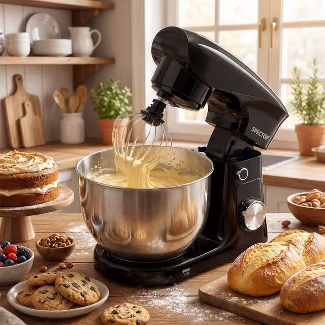 Spector 1500W Electric Stand Mixer with 5L Mixing Bowl in Black
