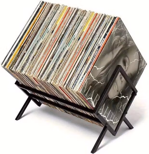 Nordara Black Metal Vinyl Record Storage Display Rack – 1
