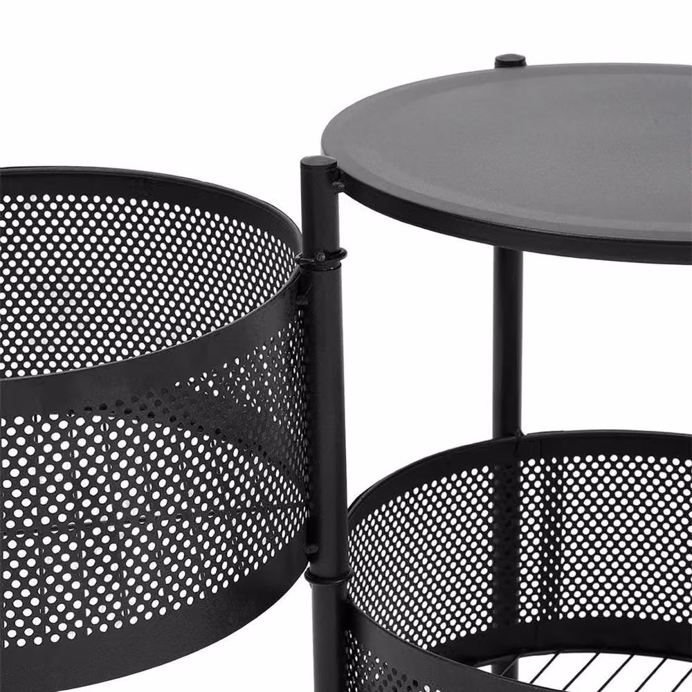 FLAVORA 5 Tier Rotating Steel Kitchen Storage Trolley Cart in Black, W/D/H: 34 x 34 x 90 cm – 2