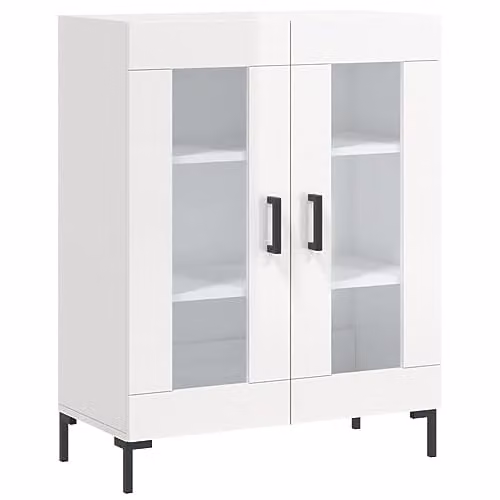 vidaXL Modern High Gloss White Sideboard in Engineered Wood, W/D/H: 69.5 x 34 x 90 cm