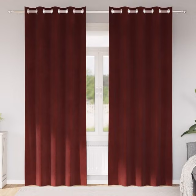 Berkfield Home Wine Red Velvet Blackout Curtains with Eyelets, 2 Pack