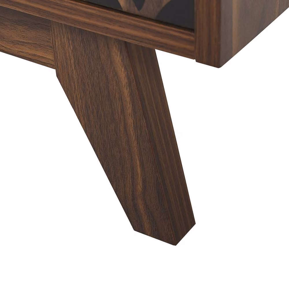 Wyld and Coco Sablon Retro Dark Brown TV Stand Entertainment Unit W: 140.0 cm, D: 40.0 cm, H: 45.0 cm – 4