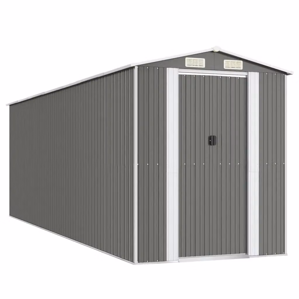 Berkfield Home Garden Shed in Light Grey, Galvanised Steel, W/D/H: 192 x 606 x 223 cm – 2