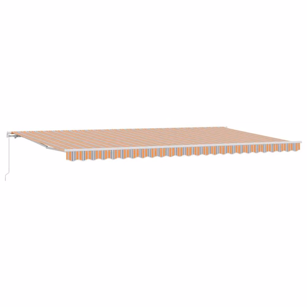 Berkfield Home Manual Retractable Folding Arm Awning in Multicolour Orange Stripe, W: 600 cm, D: 300 cm – 3