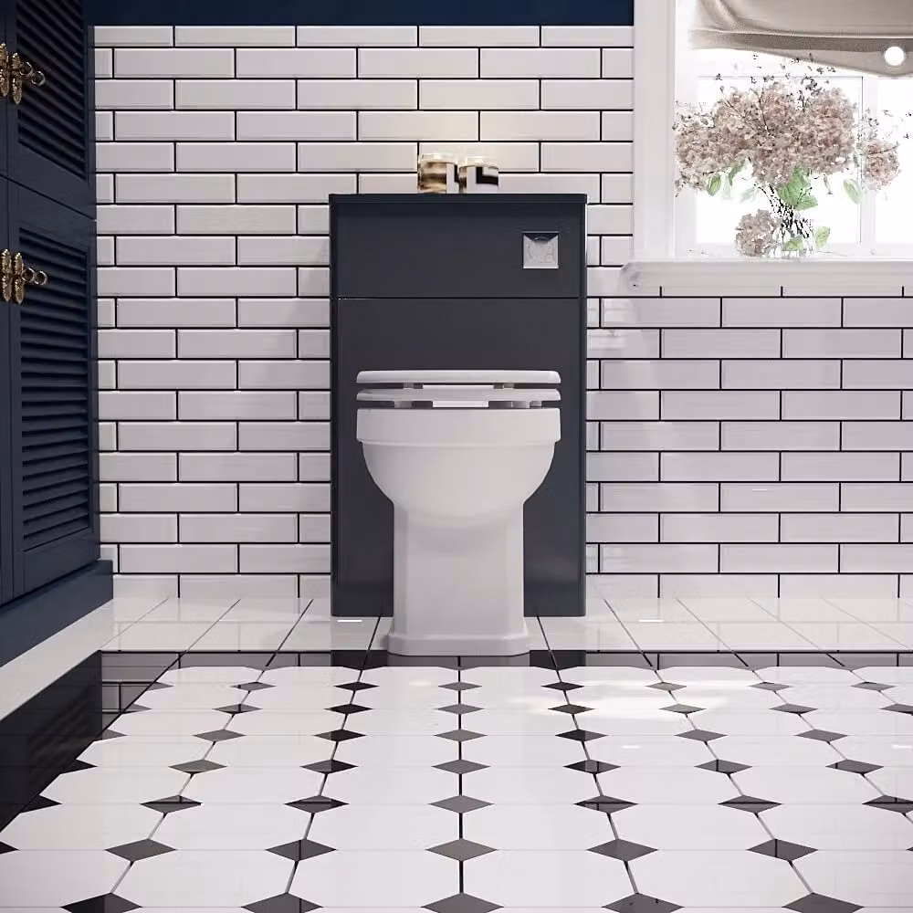 Balterley Dark Grey Glossy Bathroom Floor Concealed Cistern WC Toilet Unit, Width: 50 cm – 1