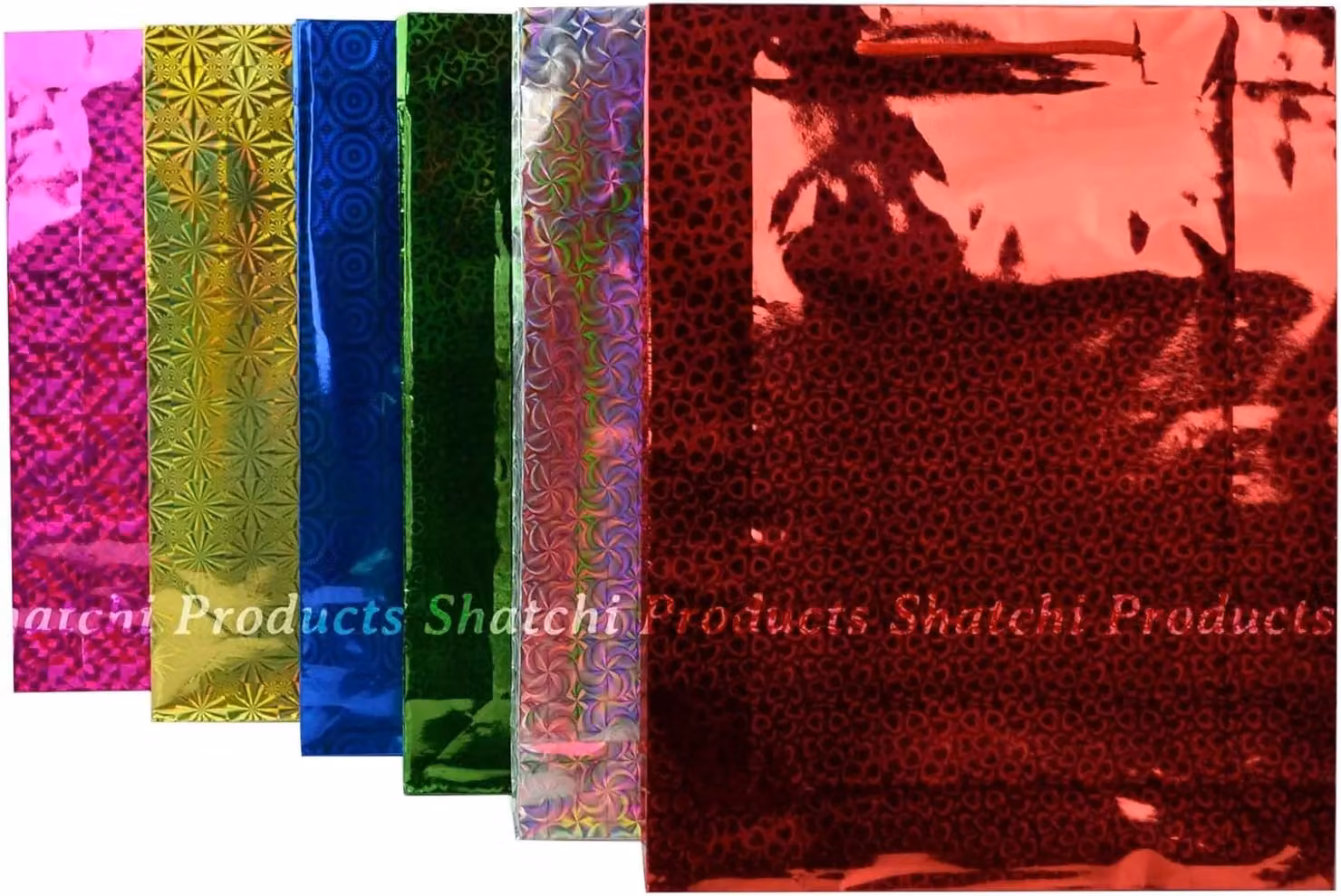 Shatchi Assorted Colours Holographic Medium Gift Bags, 6 Pack – 3