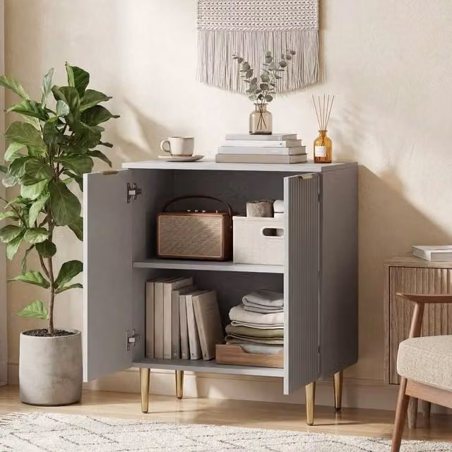 EONLION Grey Sideboard Buffet Cabinet with Adjustable Shelf