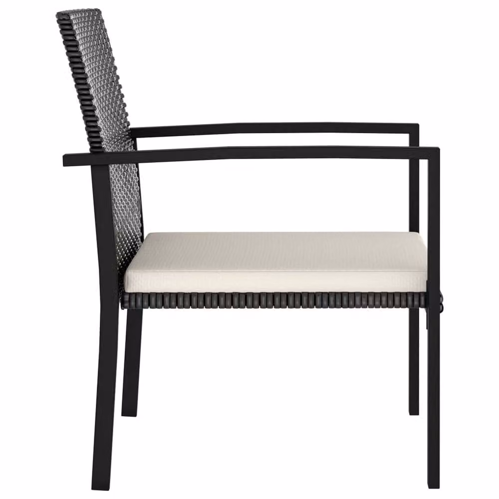 Berkfield Home 3 Piece Modern Poly Rattan and Metal Outdoor Dining Set in Matt Black – 6