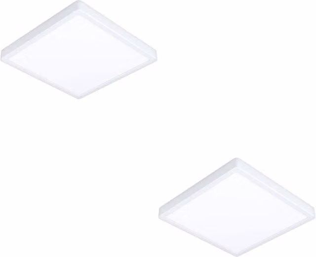 Loops Pack of 2 White Square LED Ceiling Lights with Bulbs Included