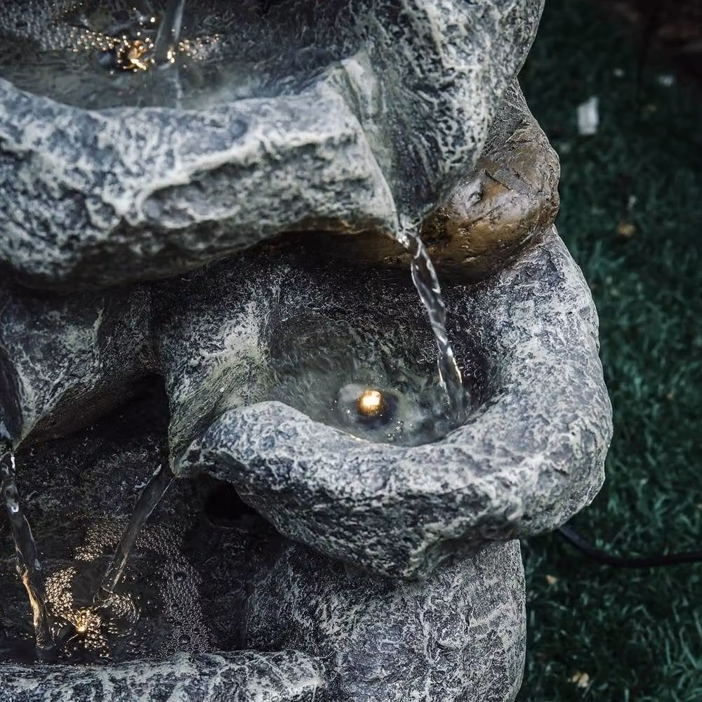 Kelvenix Grey Cascading Rock Garden Water Feature W/D/H: 49 x 31 x 24 cm – 3