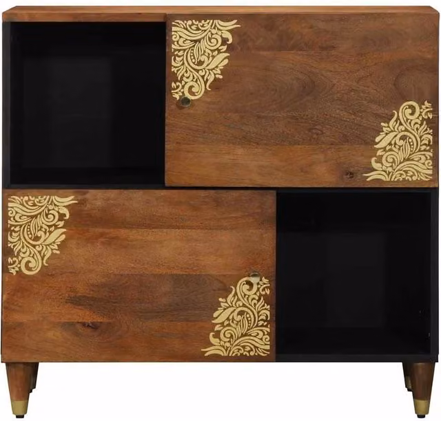 Berkfield Medium Solid Wood Home Media Storage Cabinet in Honey Brown – 1