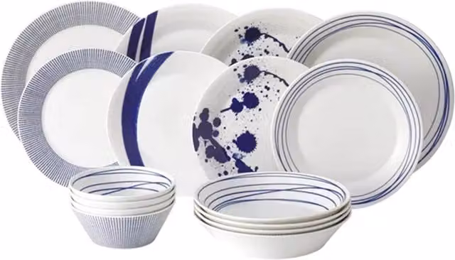 Royal Doulton 16 Piece Blue and White Porcelain Dinner Service Set