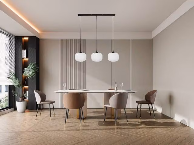 Vente-unique 3-Shade Metal and Glass Pendant Light in Black, W: 39 cm, H: 128 cm