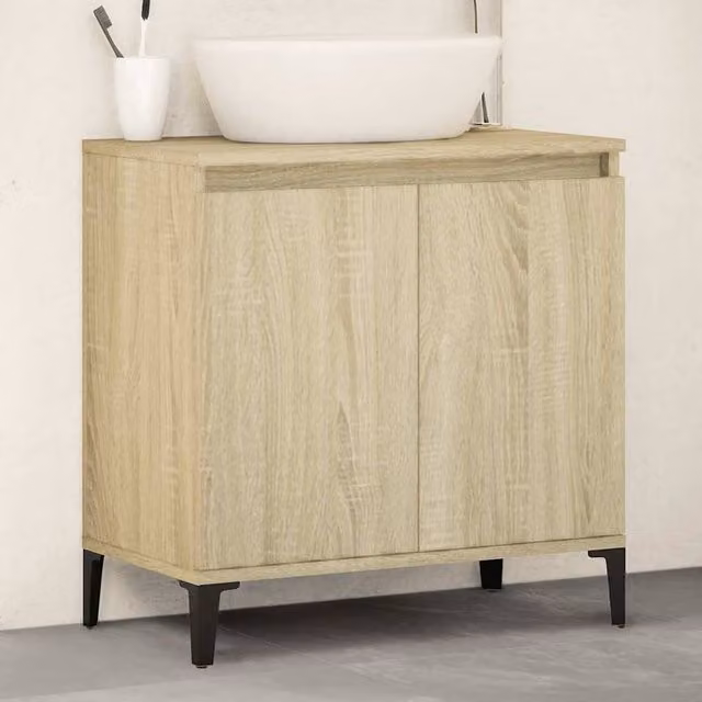 Berkfield Home Sonoma Oak Sink Cabinet in Light Oak, W: 58 cm, D: 33 cm, H: 60 cm – 1