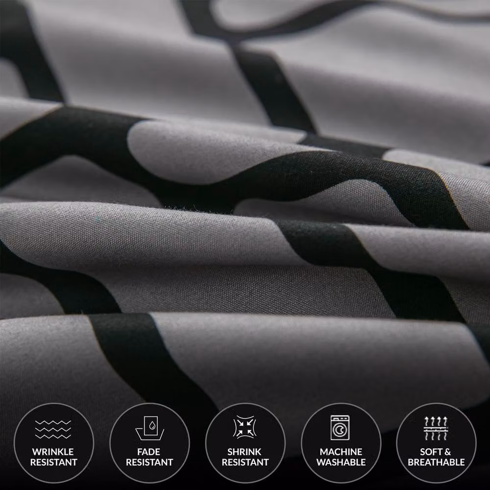 Pamposh Black and Grey Reversible Microfibre Duvet Cover Set, Double, W: 200 cm, H: 140 cm – 4