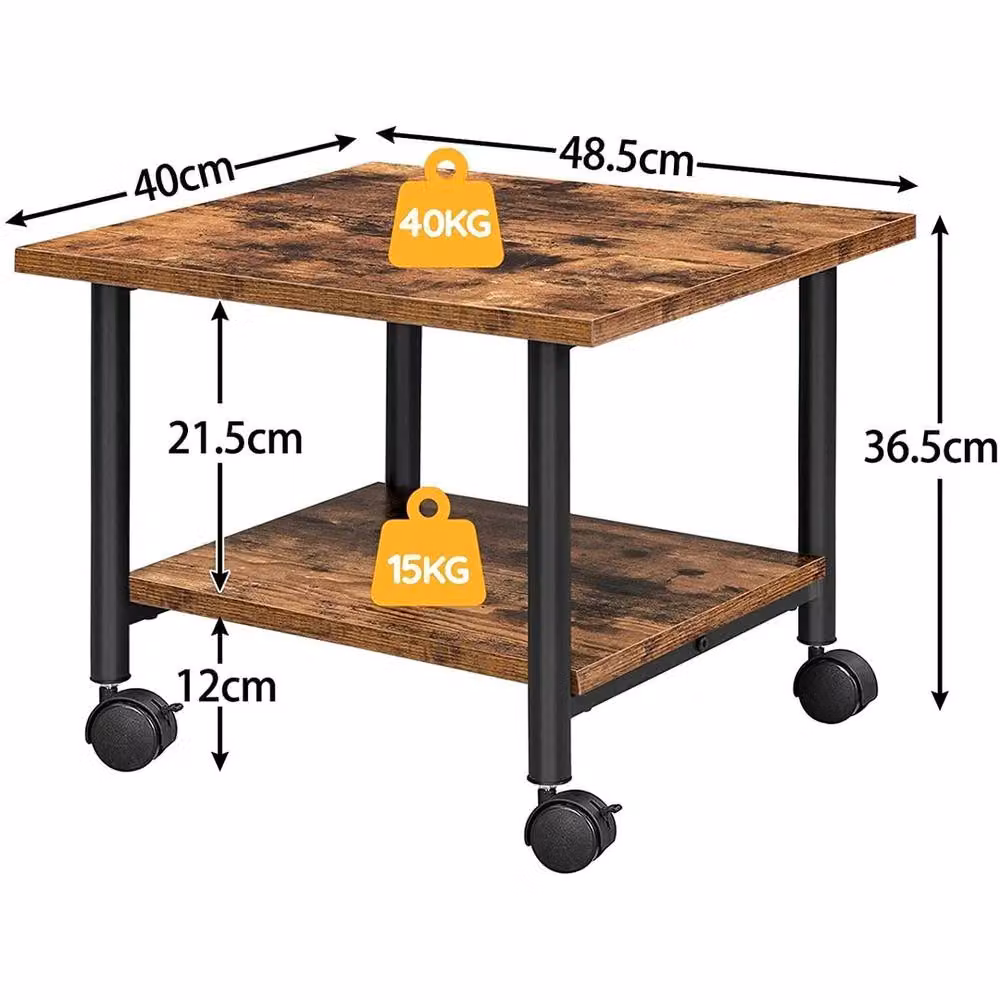 FORGEVIO Under-Desk Printer Stand and Cart in Brown, W/D/H: 40.0 x 36.5 x 40.0 cm – 2